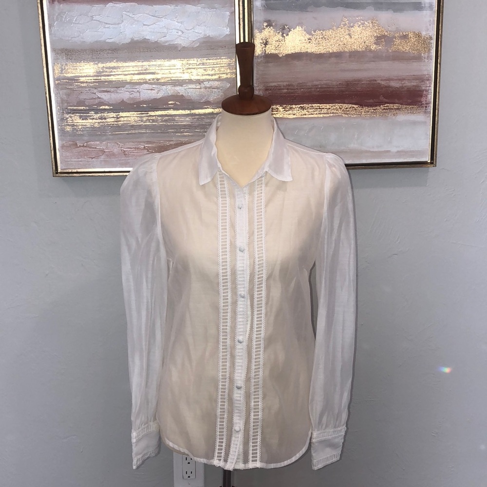 Sheer White Button-up Blouse